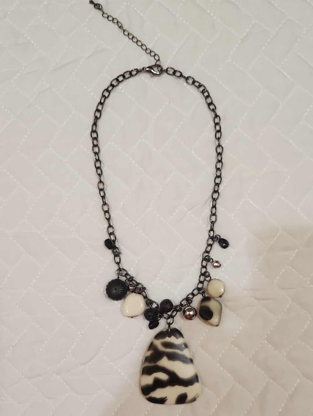Black and Cream Zebra Pendant Necklace - Women Jewelry